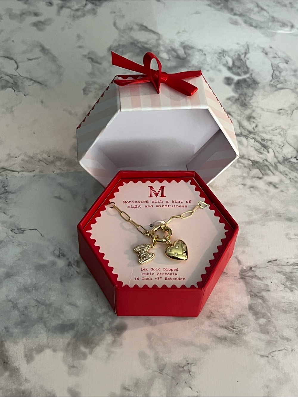 a new day Gold-Tone Heart & Pavé Charm Toggle Necklace